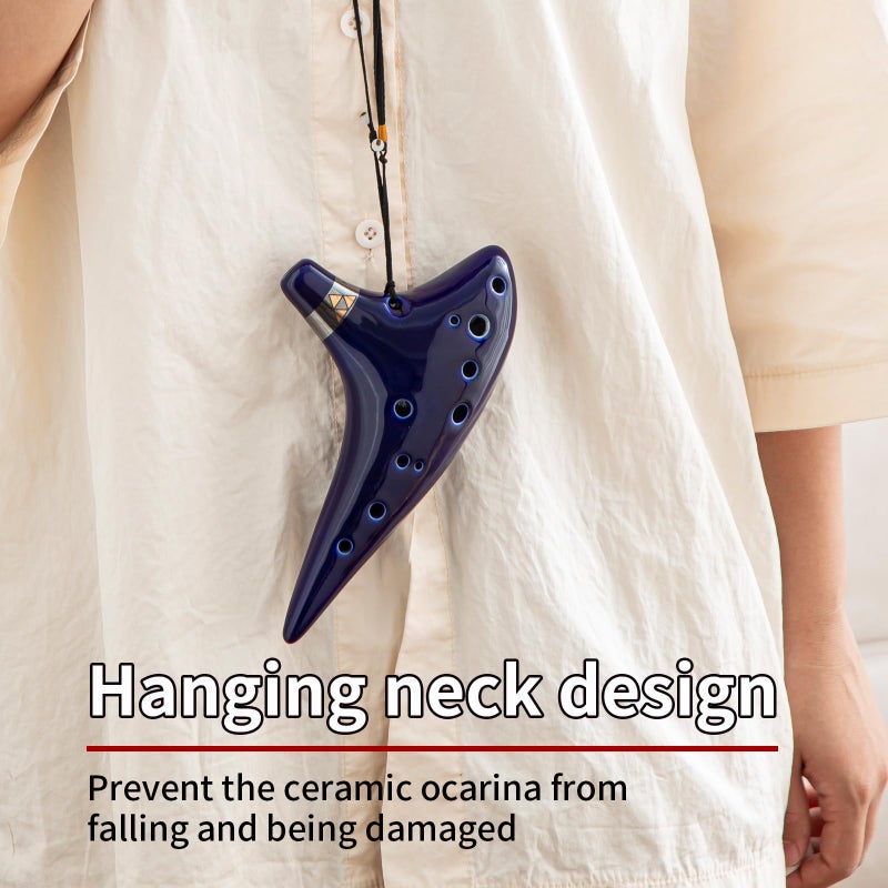 awef â€œOcean Notesâ€ 12 Hole Sweet Potato Ocarina Graceful Shape Pottery Ocarina in Alto C (Royal Blue) - Image 5